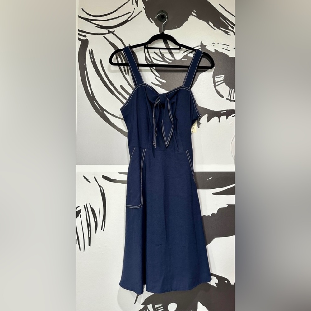 NWT A New Day Nautical Twist Tie Front Dress - Picture 2 of 13
